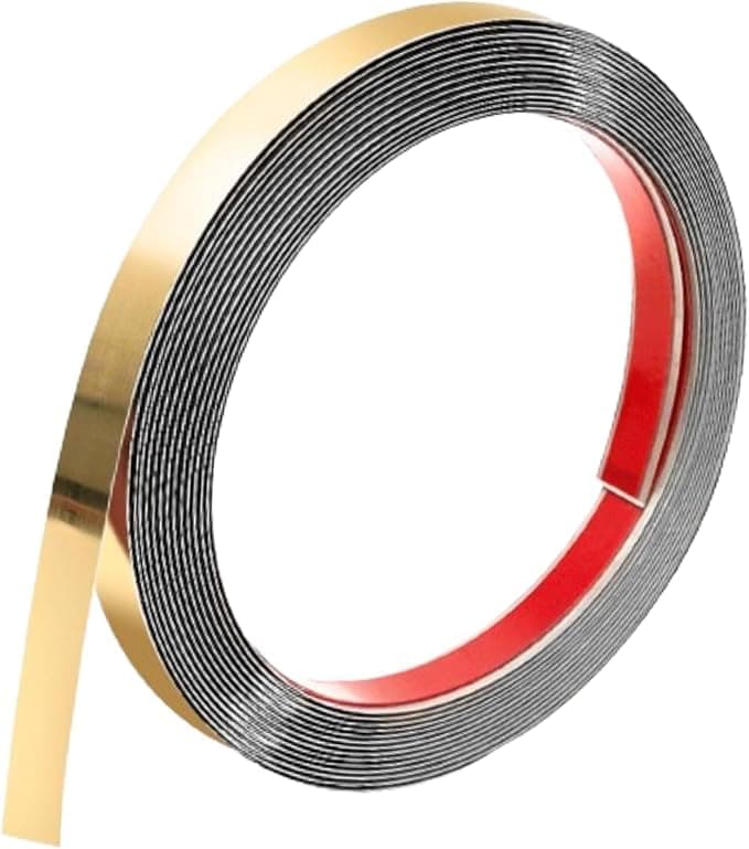 SIA VENDORS Stainless Steel Peel and Stick Wall Trim Molding Mirror-Like Finish Design Self Adhesive Trim for Ceiling, Mirror Frame and Home DIY Decoration (Gold Chrome Stripe, 1 Roll)