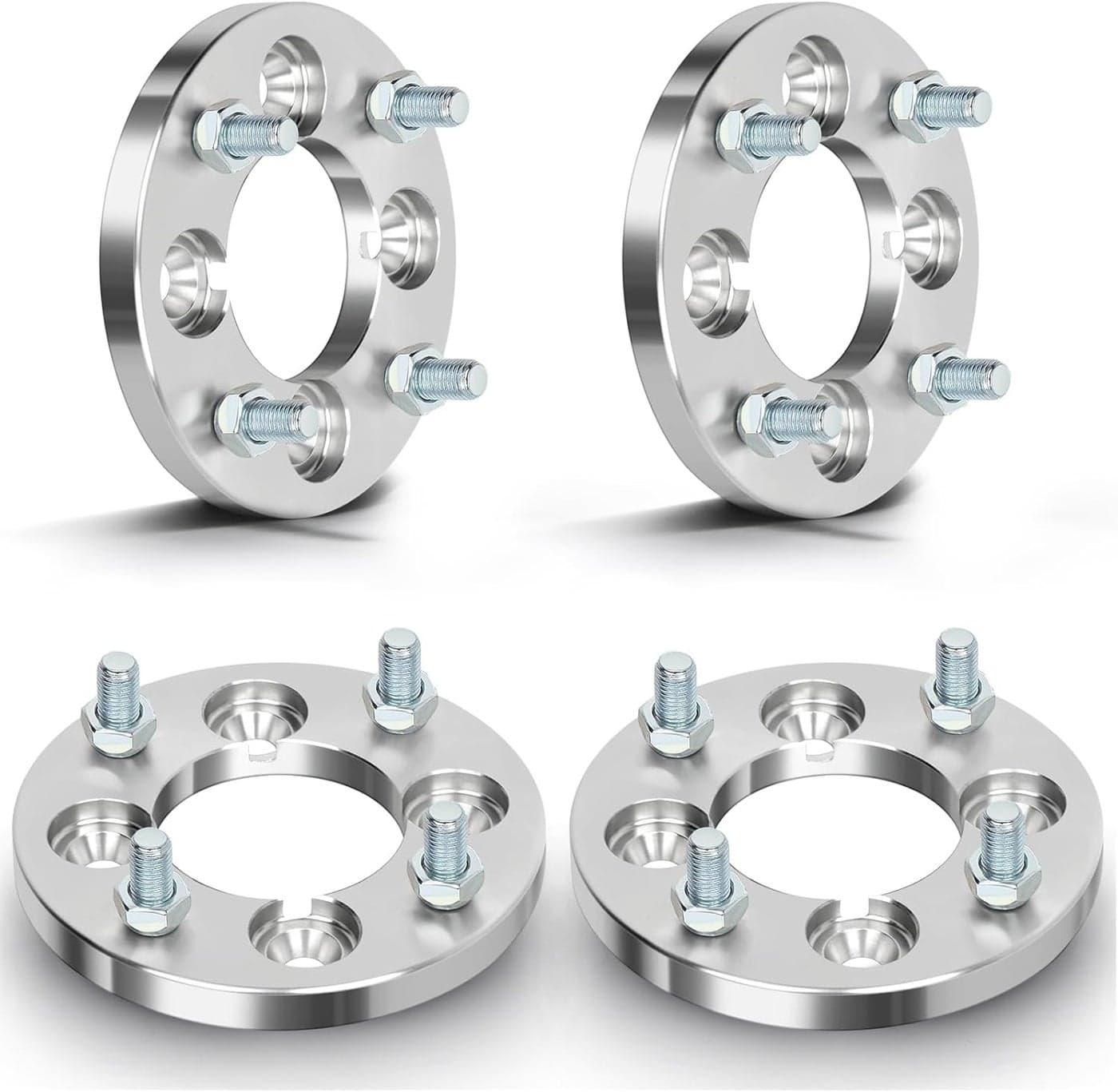 ECCPP 4x100mm to 4x114.3mm Wheel Spacers Adapters - 15mm Thickness, Silver