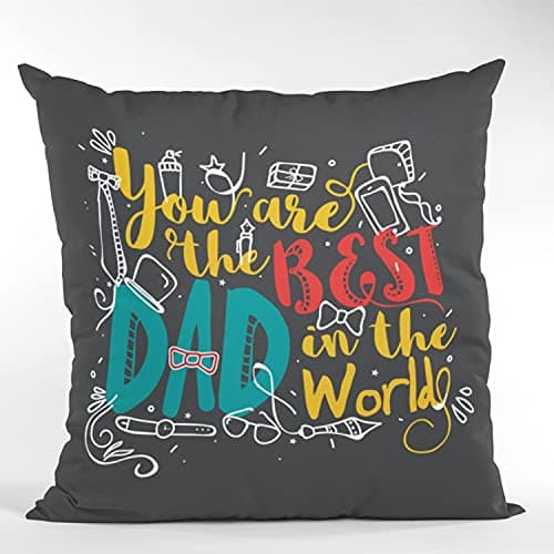 TheYaYaCafe for Parent 12 x 12 inches Best Dad in The World Printed Velvet Cushion Cover Throw Pillow