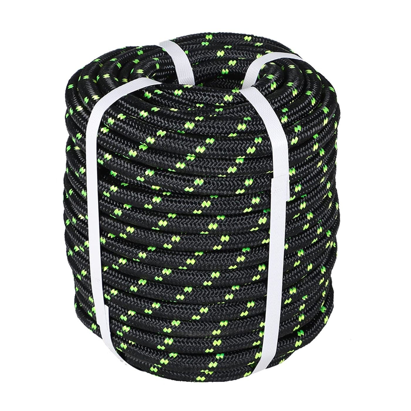mitoharet 12 Inch x 200 FT Double Braid Polyester Arborist Rigging RopeNylon Pulling Rope Arborist Rigging Rope Sailing Rope for Camping Swings Arborist Gardening Marine Black Green