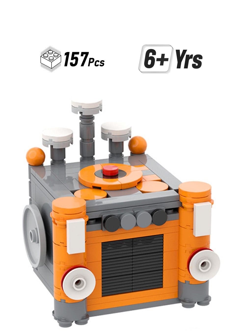 157 Building Blocks - Gray-Orange Robot, Fun Collection Of Assembled Action Doll Set Building Block Toys, Great Gifts For Boys And Girls