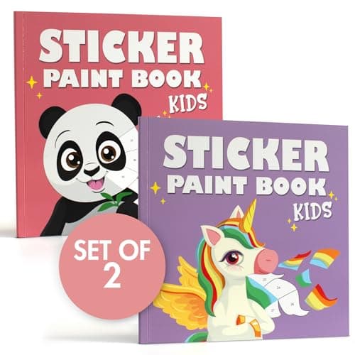 Fun Paint with Sticker Books for Kids Set of 2 Entertaining Sticker Activity with Vibrant Themes Keeps Kids Ages 48 Busy Perfect Puzzle to Learn Shapes and Numbers at Home or Travelling