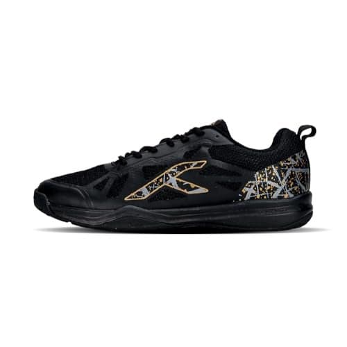 Hundred Blade Mens Badminton Sports Shoes(Non Marking) | Black-Gold | 11US/10UK/44EU | for Squashr Table-Tennis,Volleyball,Basketball & Indoor Sports | Lightweight & Durable | Paddle Pickle