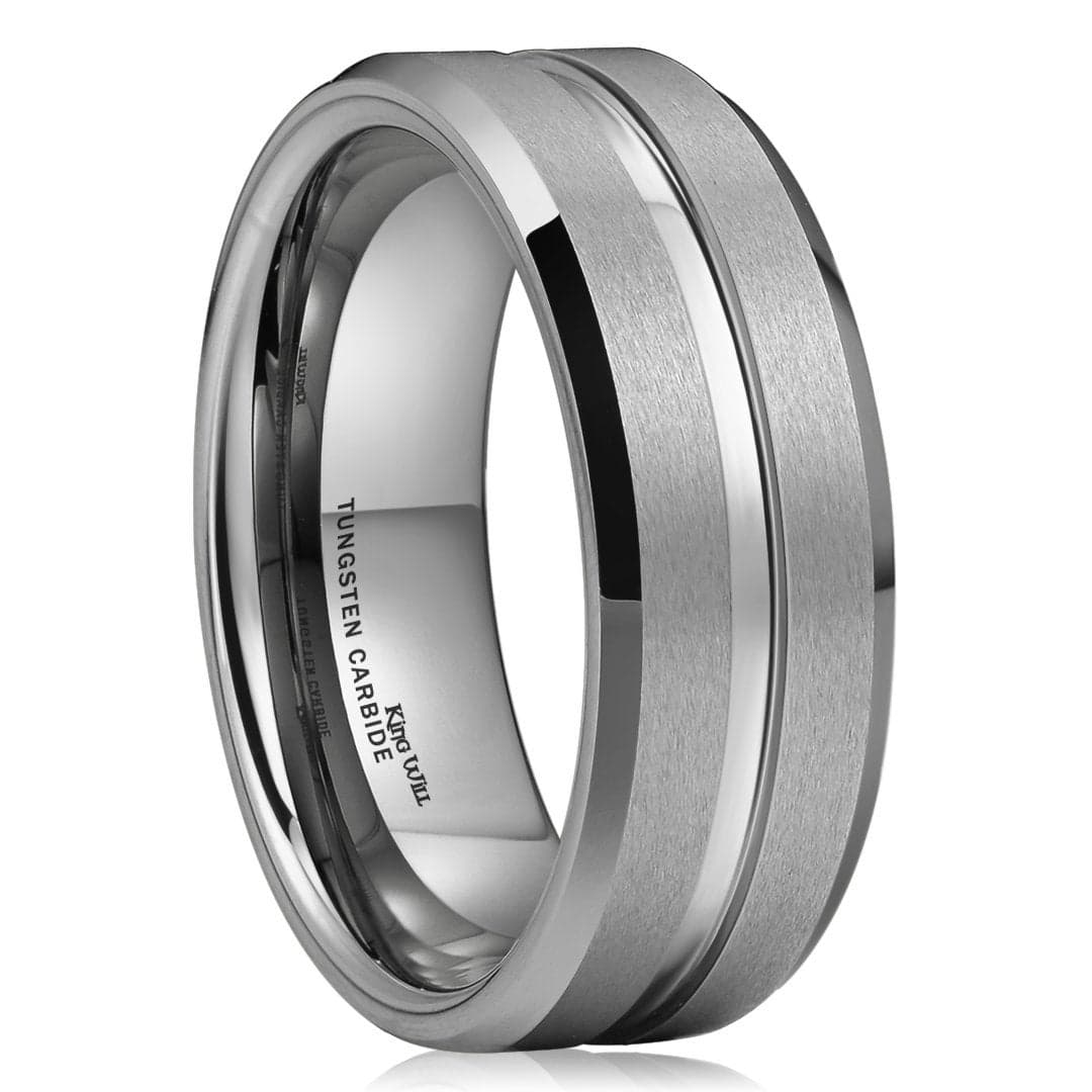 King Will CLASSIC 8mm High Polish/Matte Finish Men's Tungsten Ring Wedding Band Comfort Fit 10