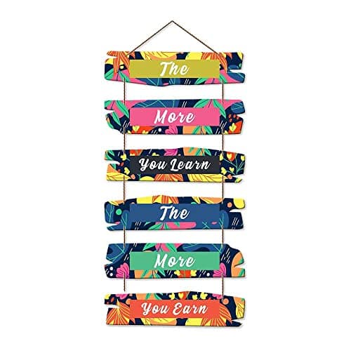 Artvibes The More You Learn Printed Wooden Wall Hanging | Quotes Decor Item | Wall Illustrations | Office Decor | Inspirational Quotes Wall Art | Mdf Wall Decoration | Gift Items (WH_3227N)