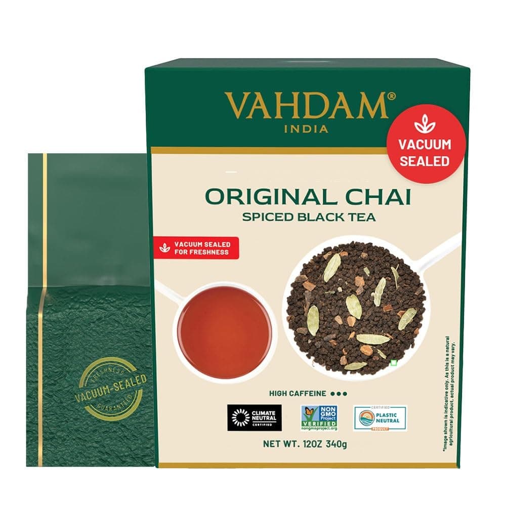 VAHDAM, India's Original Masala Chai Tea Loose Leaf 170+ Cups (340g/12oz) Blend Of Black Tea - Masala Chai Tea With Cinnamon, Cardamom, Cloves & Black Pepper | Vacuum Sealed Pack
