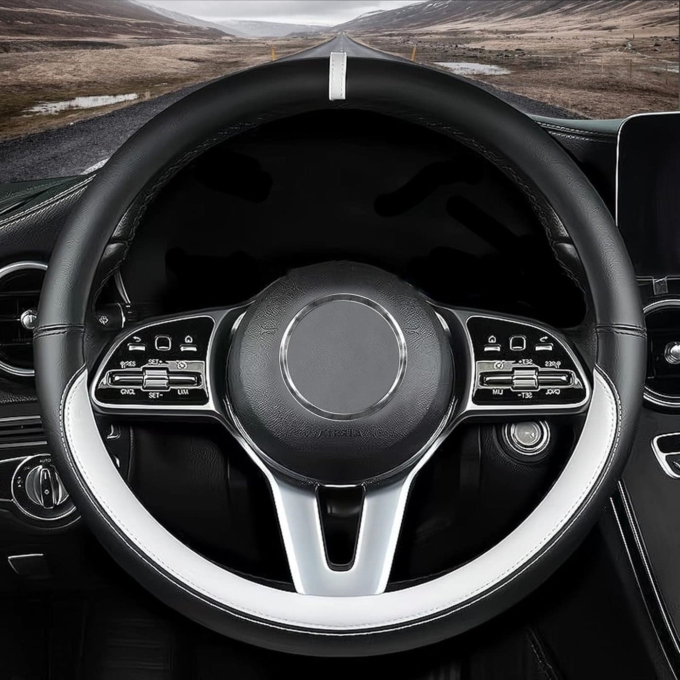 Custom fit for Nissan Car Steering Wheel Cover Nappa Leather Car Steering Wheel Cover NonSlip Steering Wheel Cover Designed for Nissan Interior Accessories Whitefor Nissan