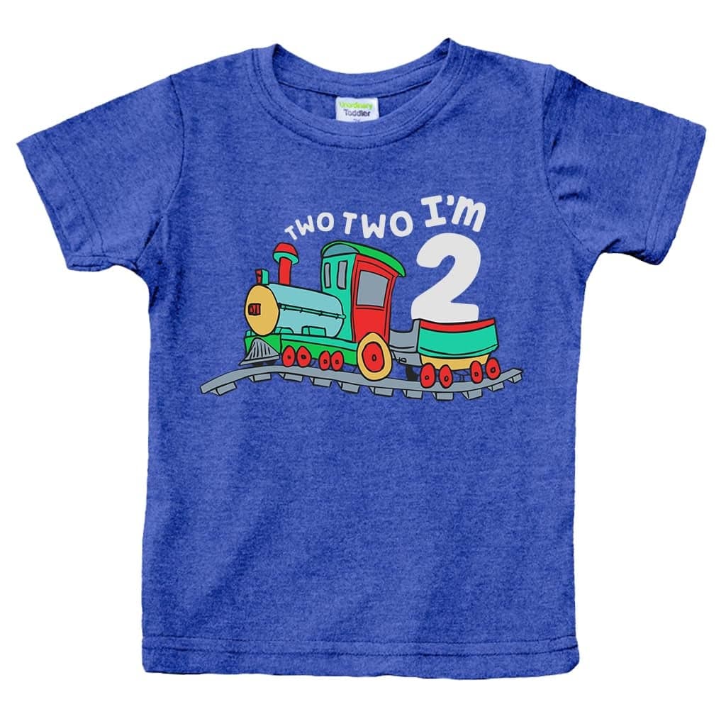 Unordinary Toddler 2nd Birthday Shirt boy Chugga Chugga Two Two Train im 2 Years Old Second Birthday Tshirt (US, Age, 2 Years, Charcoal Blue)