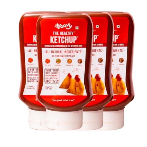 Troovy Healthy Tomato Sauce | 100% Chemical Free | No Preservatives | No Processed Sugar (uses Jaggery) | No MSG | No Sodium Benzoate | All Natural Ingredients | Contains Minerals Like Iron | Tastes like Regular Tomato Ketchup (PO4)