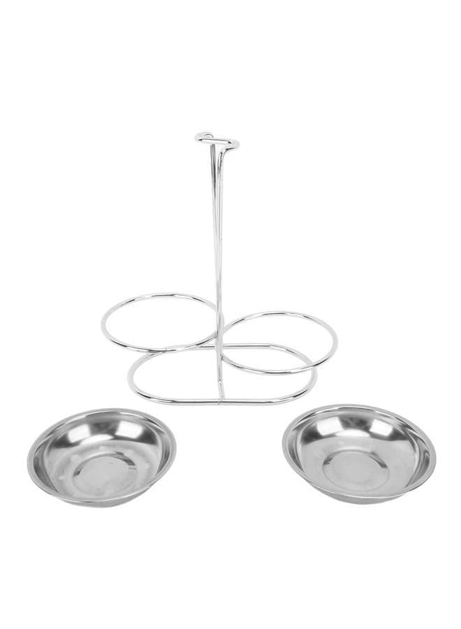 Vertical Soup Ladle Holder Spoon Rest Stainless Steel Easy Access Cooking Utensils Stand for Kitchen Cookware Hot Pot Silver with 2 Plate