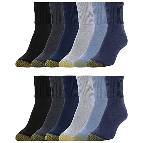 GOLDTOE Womens Classic Turn Cuff Socks Multipairs Dark Indigo Assorted 12Pairs Shoe Size 69