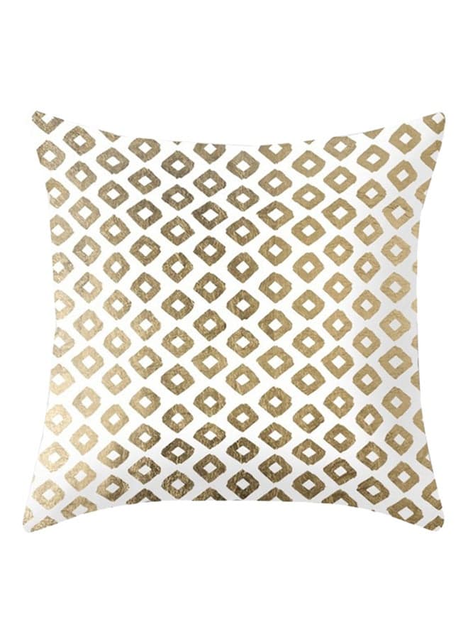 Geometric Pattern Print Throw Pillow Cover White/Gold 45x45cm