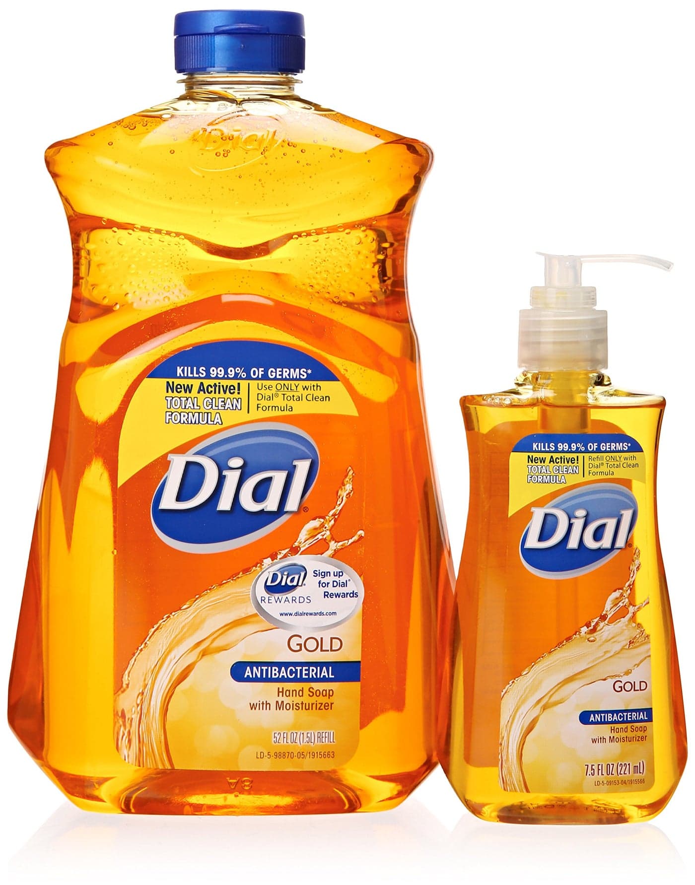 Dial Gold Antibacterial Liquid Soap with Moisturizer 75 Oz Pump Bottle 52 Oz Refill