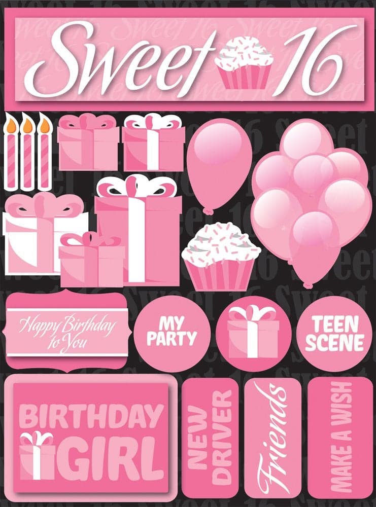 Reminisce Signature Series 3-Dimensional Sticker, Sweet 16
