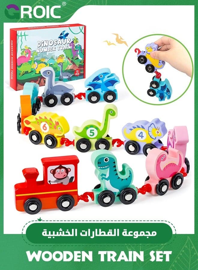 Toddler Toys for Kids,Montessori Toys,Wooden Train Set Dinosaur Toys for Kids,Toy Cars for Toddler Toys,Educational Toy Cars,Learning Toys