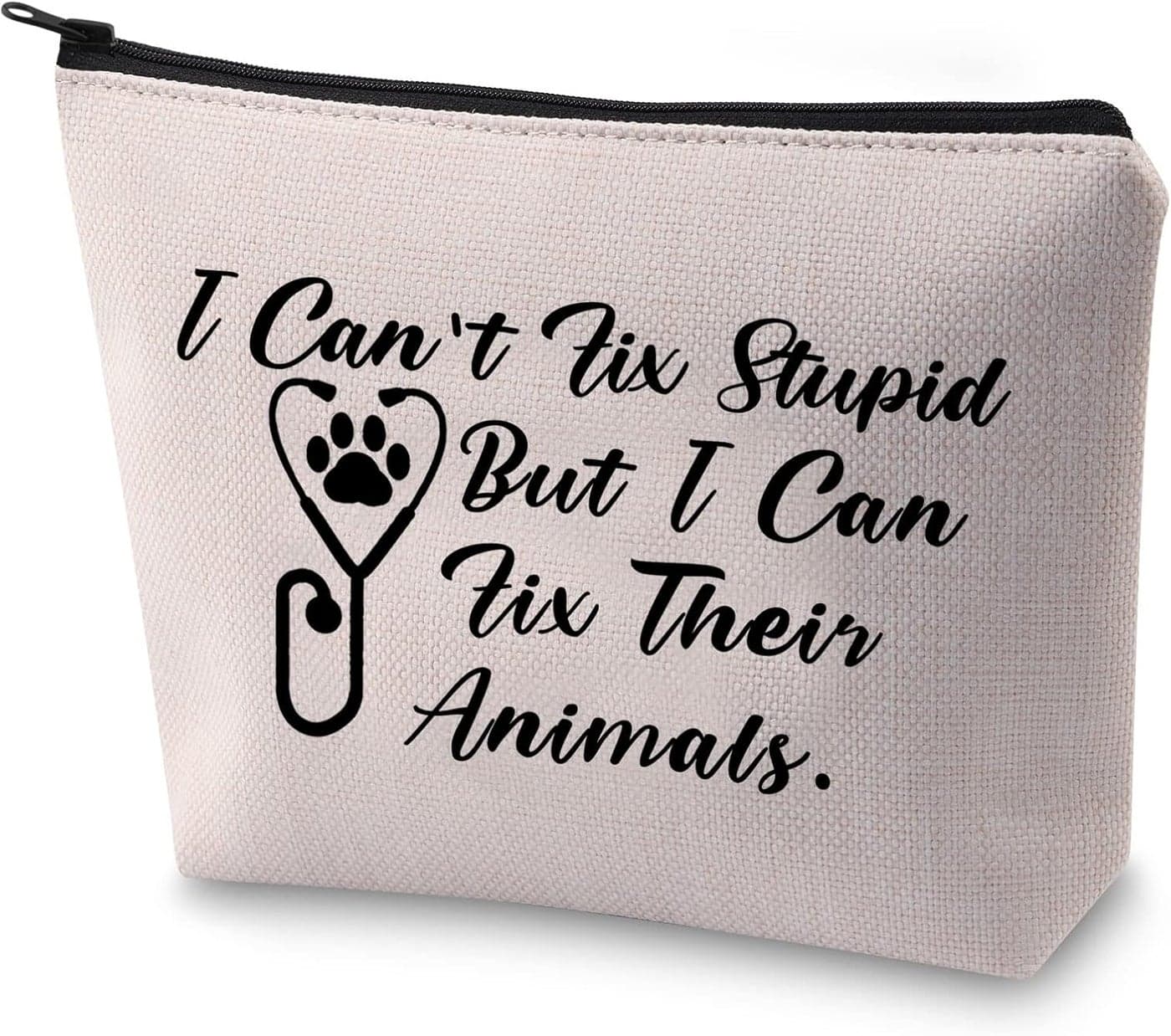 BLUPARK Veterinarian Makeup Bag Vet Tech Student Graduation Gift I Can Fix Their Animals Cosmetic Bag for Veterinarian (I Can Fix Their Animals)