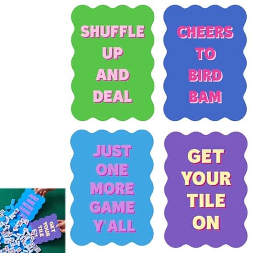 Soulchen 4 Pcs Mahjong Tile Mixer Shufflers for Mixing and Shuffling Tiles Plastic Mahjong Accessories Gifts for Lovers Games Decorative Printed Design Blue Green Purple Style