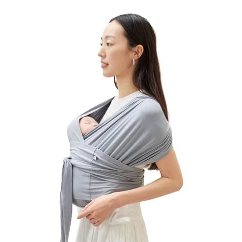 Konny Baby Carrier Flex SoftBreeze with Head Support Adjustable Easy to Wear HandsFree Breathable Baby Wrap Sling Perfect for Newborn Babies Essentials up to 44 lbs XSXL Blue Grey
