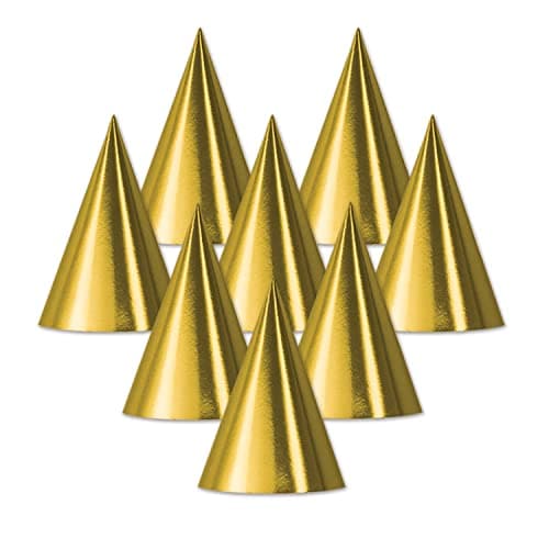 Festiko® Gold Matte Cone Party Hats (30 Pcs), Theme Birthday Supplies, Return Gifts for Kids, Gift Accessories, Party Items, Paper Cone Party Hats/Cap, Party wearables