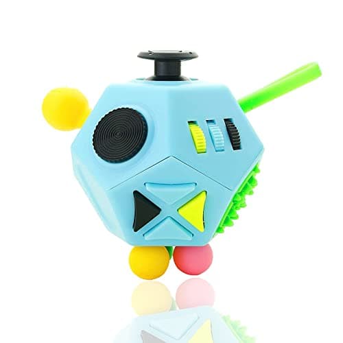 PAPOLGO Fidget ToysADHD Fidget ToysAutism Fidget Toy12 Side Cube Toys Stress ReliefAnti AnxietyFocusBoredom for Kids and Adults Blue B3