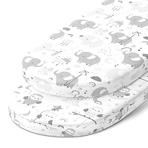 Bassinet Fitted Sheets for Chicco LullaGo Anywhere, Baby Bjorn Cradle and 14 x 29 Mattress Pad – Snuggly Soft 100% Jersey Cotton – 2 Pack