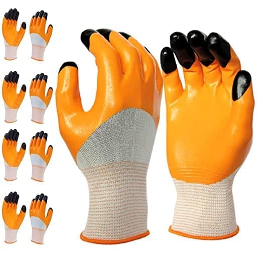 RK Trends Safety Gloves 5 Pairs Nitrile Coated Unisex Heavy duty Reusable Industrial Agricultural Cleaning Gloves