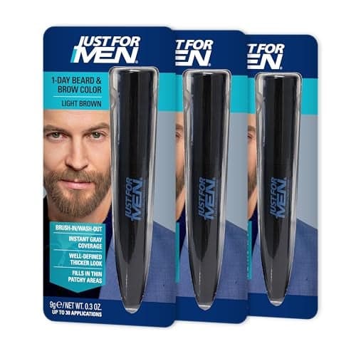 Just for Men 1Day Beard Brow Color Temporary Color for Beard and Eyebrows For a Fuller WellDefined Look Up to 30 Applications Light Brown Ships in EcoFriendly Packaging Pack of 3