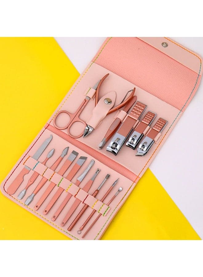 Manicure Set, Professional Stainless Steel Pedicure Nail Clipper Tools Kit with PU Leather Folding Case,Women Men Nail Scissors Nail Cutter Set,16 In 1 Travel Grooming Care Tool Kits