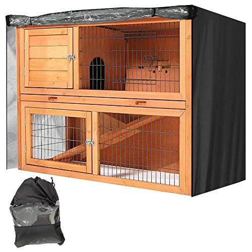 COOSOO Rabbit Hutch Cover Outdoor Waterproof Double Rabbit Cage Dust Cover for Winter Pet Cage Protection with Zipper Opening Visible Window Vent Holes 48x20x41/122x50x105cm