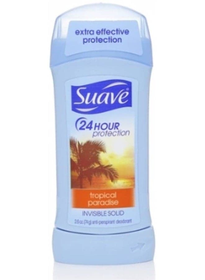 Invis Sld Deod Trop Size 2.6z Suave Tropical Paradise Invisible Solid Antiperspirant Deodorant