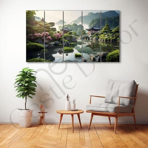 The Castle Decor japanese art painting with frame Big Size 27x48 Wall art for living room,Bedroom,Drawing room,Hotels-Wooden Framed-732