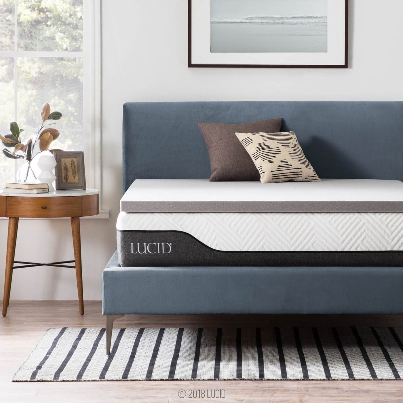 Lucid 2 Inch Ventilated Bamboo Charcoal Memory Foam Mattress Topper CertiPURUS Certified Moisture and Odor ControlTwin