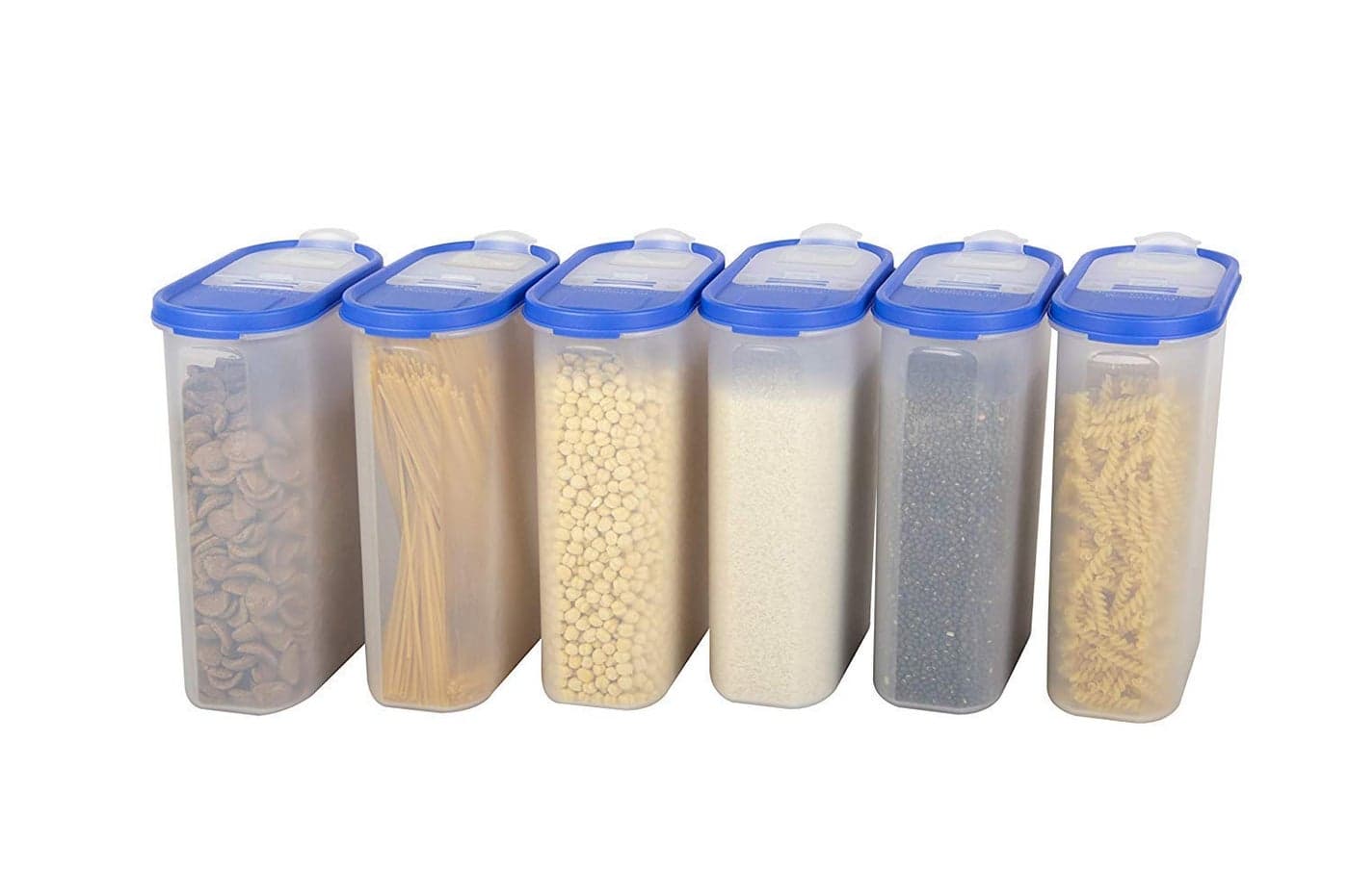 Cutting EDGE Fliptop BPAFree Kitchen Storage Container and Dispenser Set for Rice Dal Atta Flour Cereals Snacks Stackable 2400ml 10 Cup80 Oz Peppy Blue Set of 6