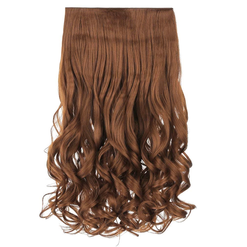 REECHO 20 1Pack 34 Full Head Curly Wave Clips in on Synthetic Hair Extensions HE008 Hairpieces for Women 5 Clips 45 Oz per Piece Linen