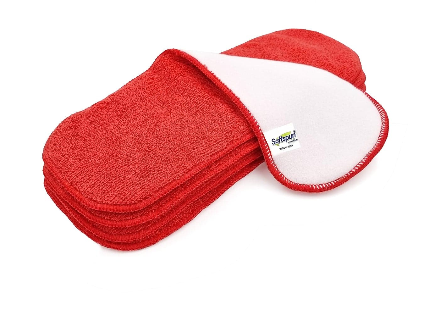 SOFTSPUN Microfiber 4 Layer Baby Pocket Diaper Inserts, Pack of 4 Large Size (Red) Age 0-3 Months, Washable, Reusable Ultra Absorbent, Super Soft & Comfortable for Babies Skin of Newborn Baby.