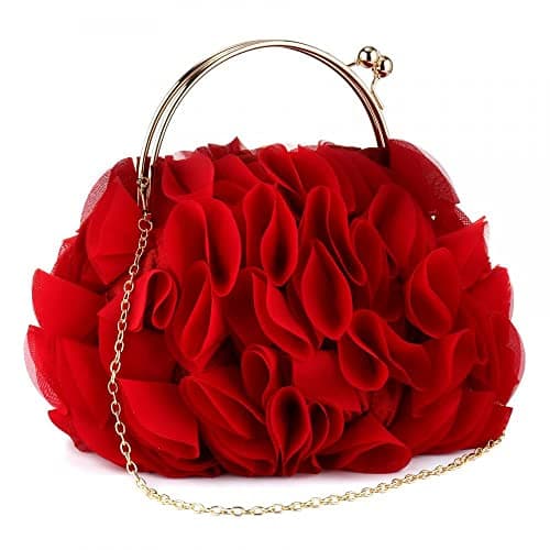 Purses and Handbags for Women Clutch Purse Party Clutch Shoulder Bags with Detachable Strap (Red) One Size