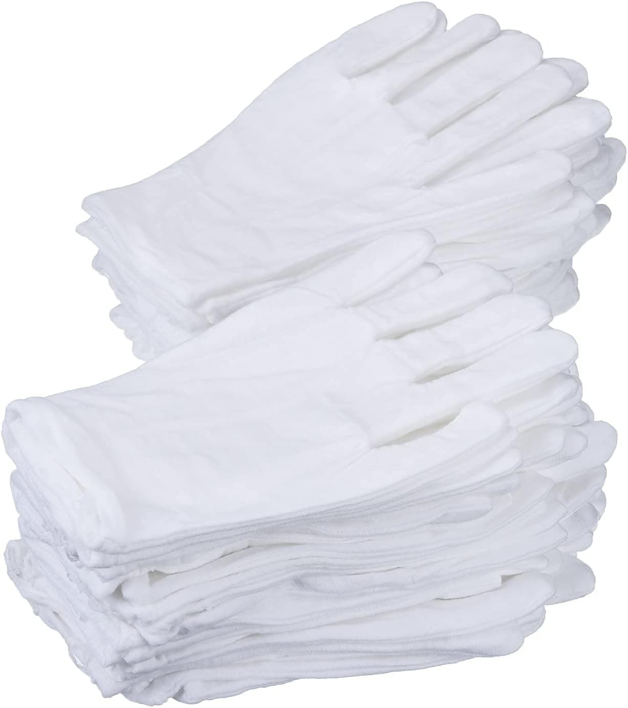 12 Pairs White Cotton Gloves Soft Cloth Dust Gloves for Serving Inspection Costume Work Glove Liners for Serving Costume InspectionMedium