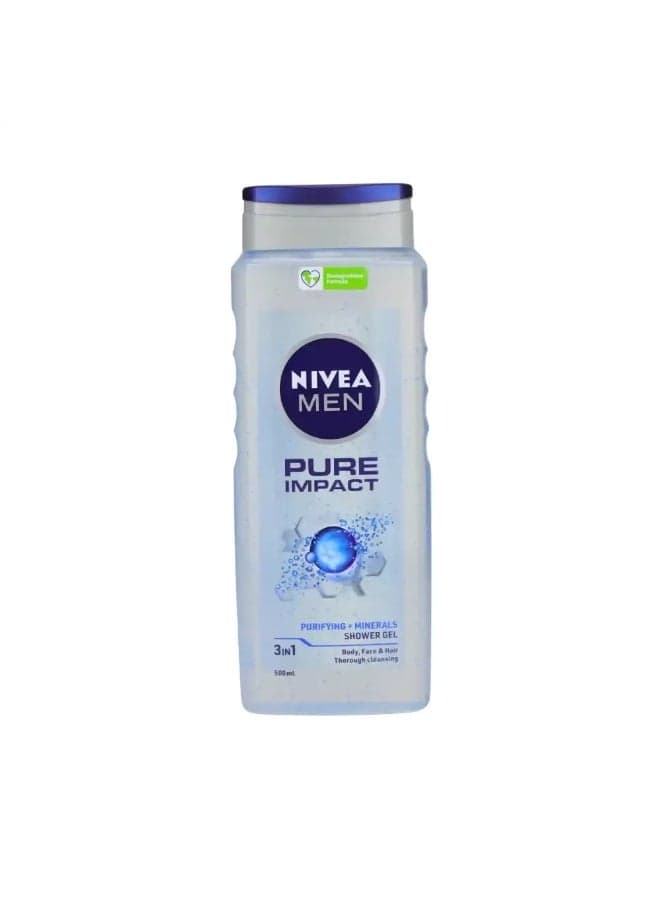 Nivea Men Pure Impact Purifying Minerals 3in1 Shower Gel- 500ml