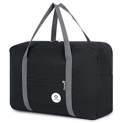 For Spirit Airlines Personal Item Bag 18x14x8 Foldable Travel Duffel Bag Tote Carry on Luggage Duffle Overnight for Women and Men (1112-Black)