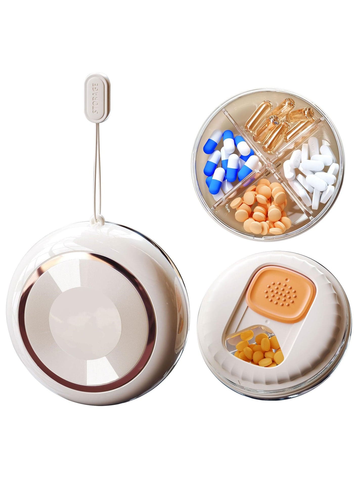 Portable Pill Organizer, Daily Pill Organizer Box, Waterproof Dustproof Travel Pill Organizer Case with 4 Compartment, Compact Pill Holder for Vitamins, Fish Oil, Supplements and Medication