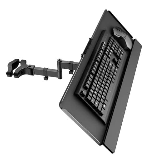 PUTORSEN Keyboard Tray Pole Mount Keyboard Mouse Mount fits Most Standard and Oversized Keyboards Tilt Rotation Holds up to 22lbs Black