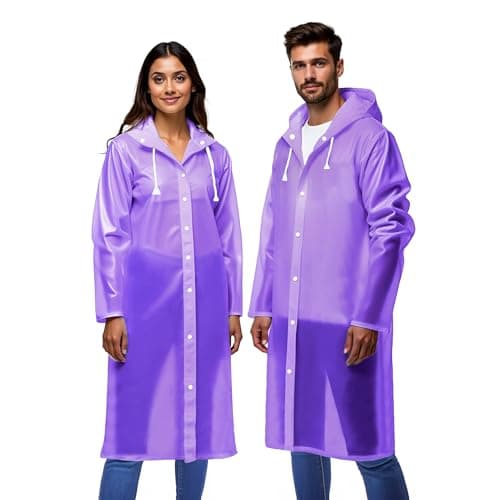Robustt Unisex Raincoat With Hood - Purple (Pack of 2) | Waterproof Rain Poncho | EVA Material | Reusable | Lightweight | Fashionable | Universal Size | Raincoat for Men and Women