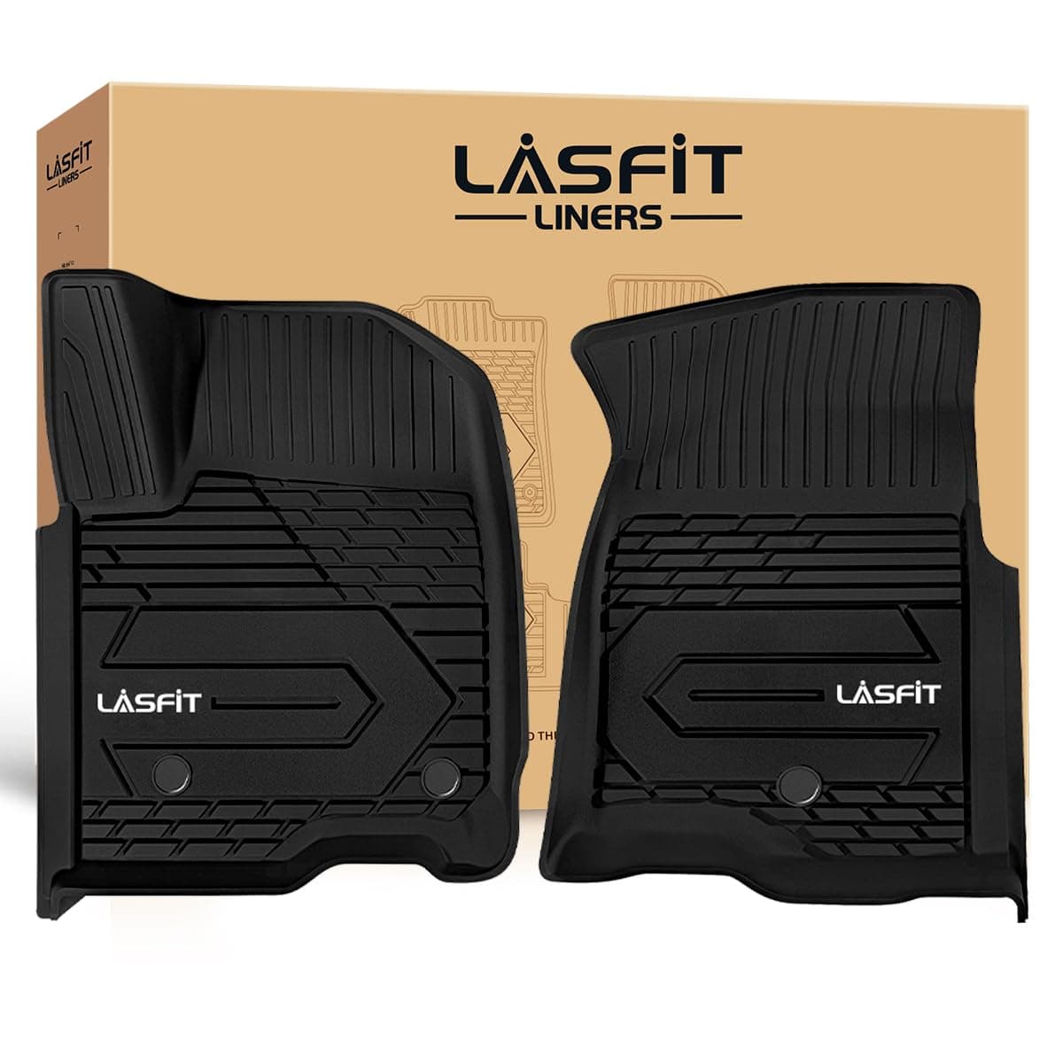 LASFIT Front Floor Mats 20192026 for Chevrolet SilveradoGMC Sierra 1500 20202025 Chevy SilveradoGMC Sierra 2500HD 3500HD Crew CabDouble Cab All Weather TPE Floor Liners 1st Row Only