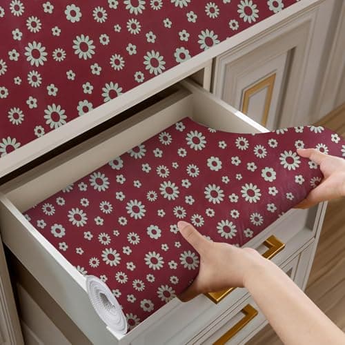 Vocal Store Anti-Slip Kitchen Cabinet Drawer Shelf Mat Liner Sheets Textured Multipurpose 5 Meter Roll, Red - MDOJ11-P073-5