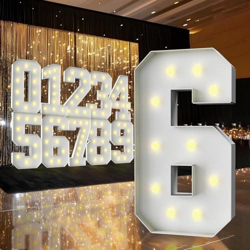 3FT Marquee Light Up Number,Marquee Numbers 3 Feet Tall, Large Led Sign for Baby Shower,Party,Birthday Decorations,Graduation,Prom(Number 6)