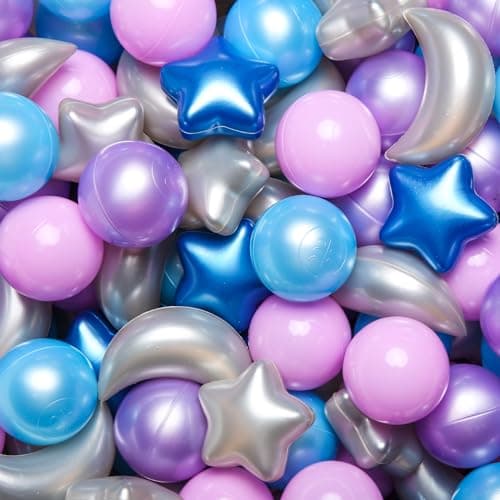 GOGOSO Ball Pit Balls Stars Moon Shapes Plastic Pitballs for Toddler Play Tent Baby Photo Props Kids Pool Water Toys Kiddie Pool Party DecorPearl BluePearl PurplePurple Gray100PCS