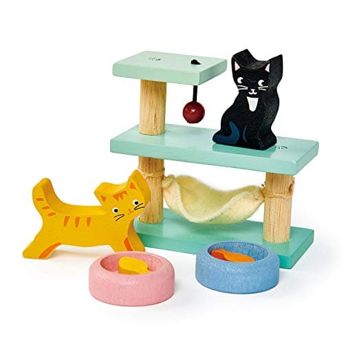 Tender Leaf Toys Pets Sets for Doll House Accessories Great Addon Pet Play Set to Any Dollhouse Encourage Creative and Imaginative Fun Play for Children Age 3 Pet Cats Set