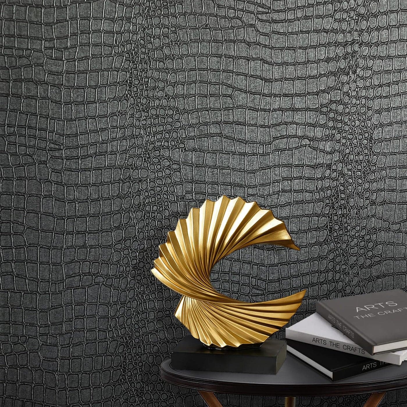 Zeeko Black Peel and Stick Wallpaper 173 x 118 Removable Crocodile Wallpaper Embossed Contact Paper Textured Wall Paper for Cabinet Bedroom Bathroom