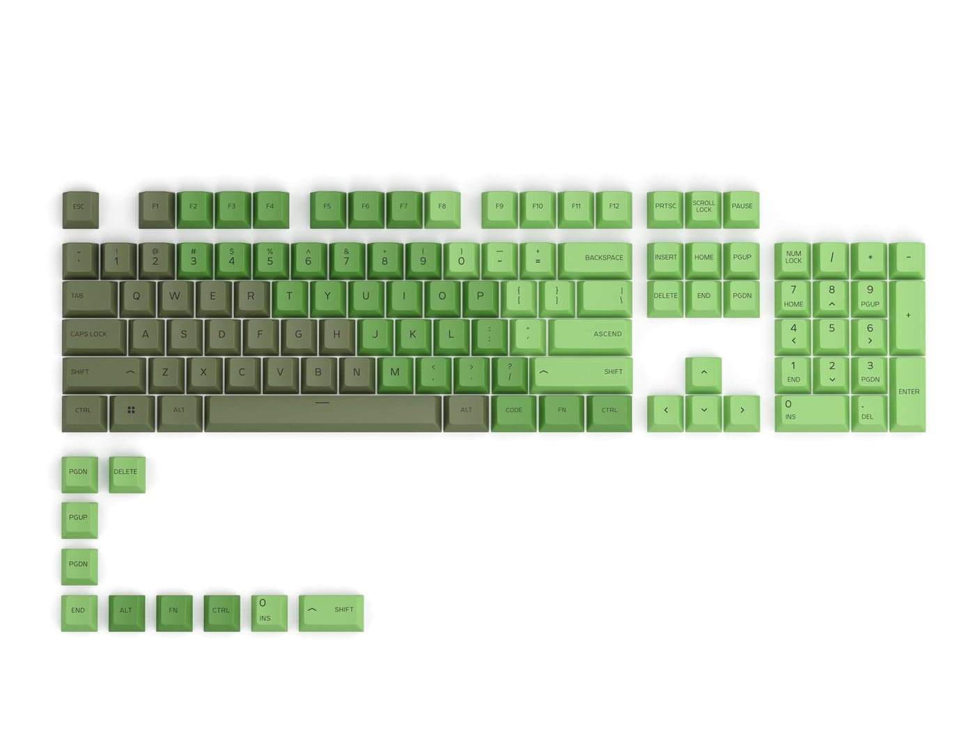 Glorious GPBT Dye Sublimated Keycaps (Olive) - Thick PBT Plastic 114 Keycap Set for 100% Full Size, 85% 80% TKL, 60% Compact, 75% Mechanical Keyboards