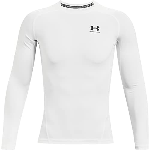 Under Armour Men's Armour HeatGear Compression Long-Sleeve T-Shirt , White (100)/Black, Small